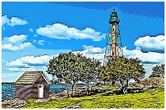 Marblehead Lighthouse Inside Park -Digital Painting